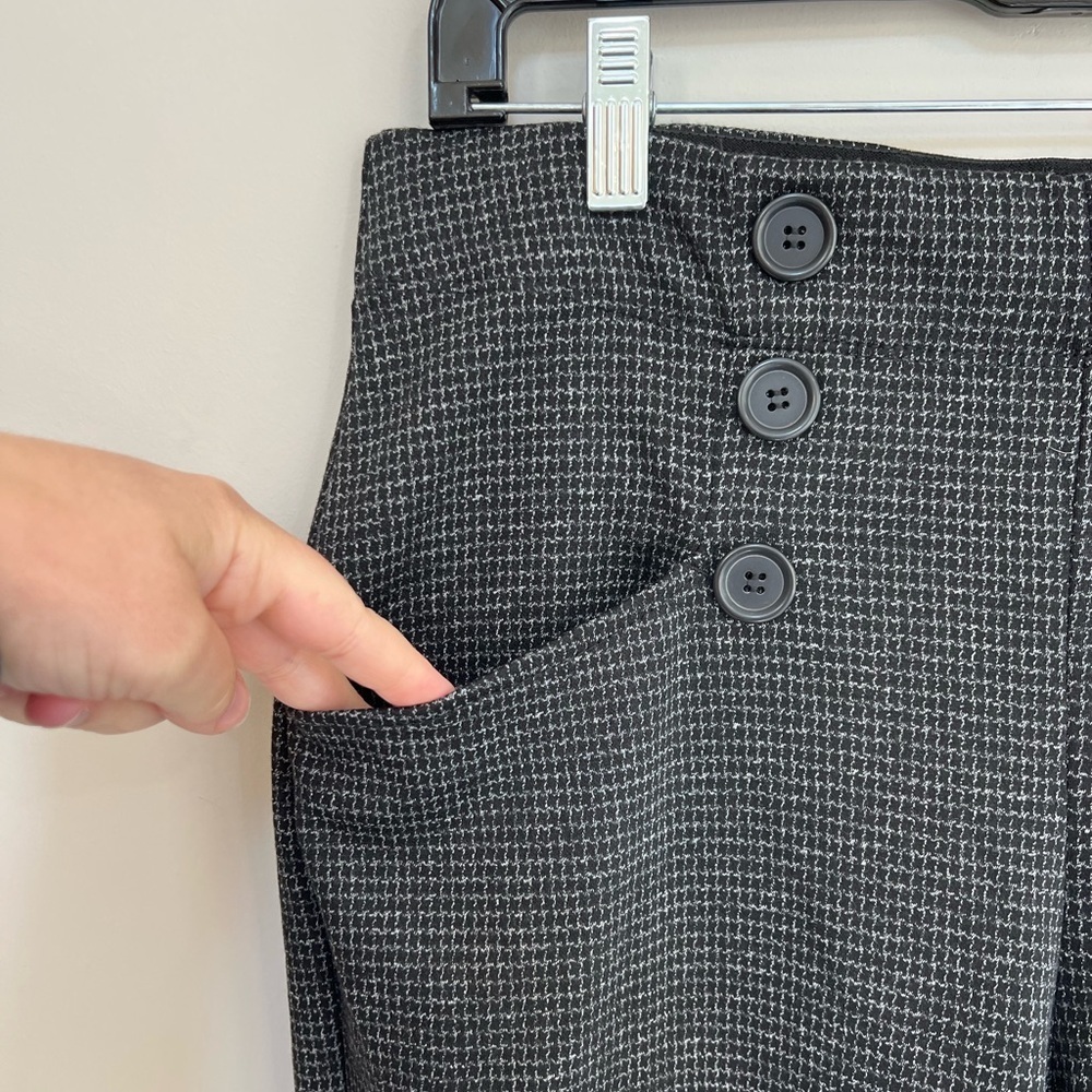 Max Studio NWT Sailor Wide Leg High Rise Pant in Black/ Grey Houndstooth, L - Picture 11 of 12